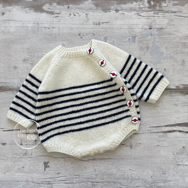 Knitting Pattern Baby Wool Romper Instructions in English PDF Sizes Newborn to 18 months