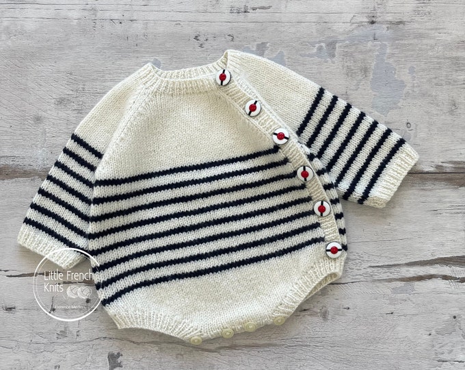 Knitting Pattern Baby Wool Romper Instructions in French PDF Sizes Newborn to 18 months