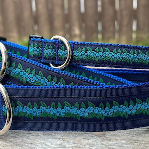 Blueberry East Coast Dog Collar, Berries Summer Dog Leash, Durable Food Key Chain Fob,  Unique Pie Martingale