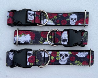 Rose & Skull Dog Collar