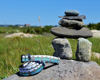 Inuksuk Northern Dog Collar, Blue White Dog Leash, Canada Rocks Key Chain Fob, Grey Durable Labrador Flag