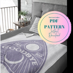 Crochet Pattern//Ouija Planchette Goodbye//single crochet tapestry//graph and written instructions
