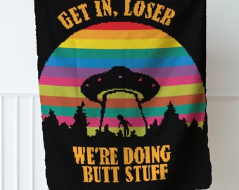 Crochet Pattern//Get in Loser We're Doing Butt Stuff//single crochet tapestry pattern//graph and written instructions