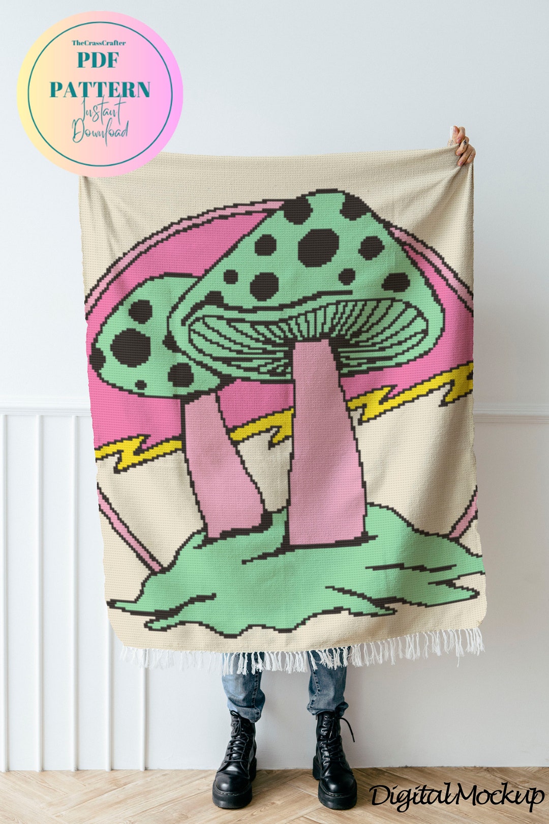 Crochet Patterns//shrooms//single Crochet Tapestry//graph and Written ...