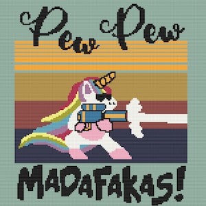Crochet Pattern//Pew Pew Madafakas Unicorn//graph and written instructions//single crochet tapestry