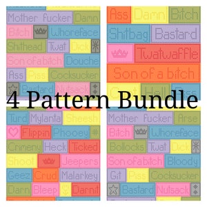 Crochet pattern Bundle/includes Swear Blanket, Swear Blanket British, Swear Blanket Mini, Swear-ish Blanket//bobble stitch/graph and written