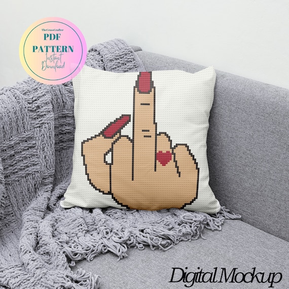 Crochet Pattern lady Middle Finger Pillow single Crochet Tapestry graph and Written Instructions Etsy Canada