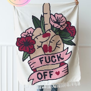 Wzór szydełkowy//Fuck Off//pojedyncze szydełko//wykres i pisemne instrukcje