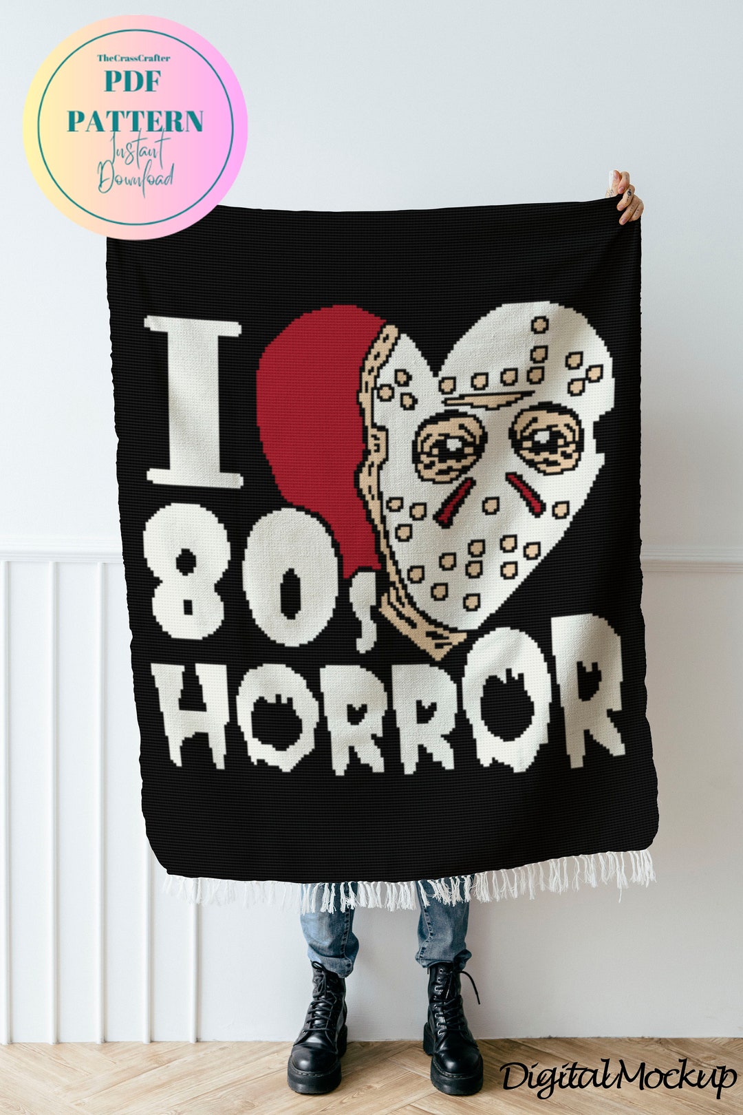 Crochet Pattern//i Love 80s Horror//single Crochet Tapestry//graph and ...
