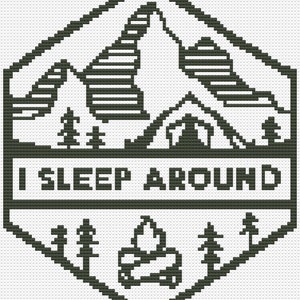 Crochet Pattern//I Sleep Around//graph and written instructions//single crochet tapestry