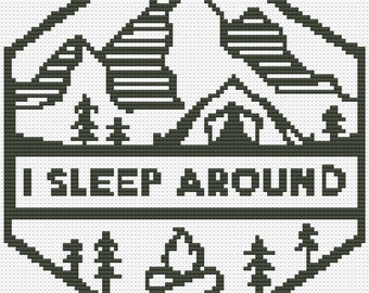 Crochet Pattern//I Sleep Around//graph and written instructions//single crochet tapestry