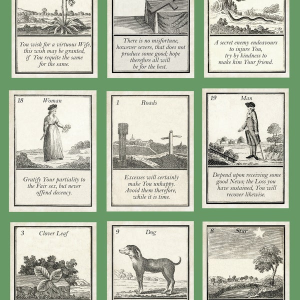 Koffiekaarten 1796 Waarzeggerij orakel. Gloednieuw. In eigen beheer uitgegeven.