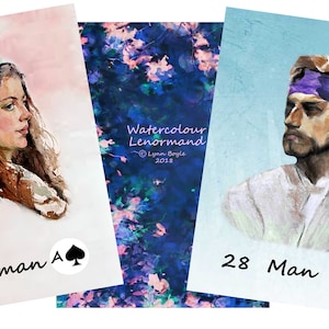 Watercolour Lenormand 38 POKER size cards by Lynn Boyle. Brand New. Self Published.