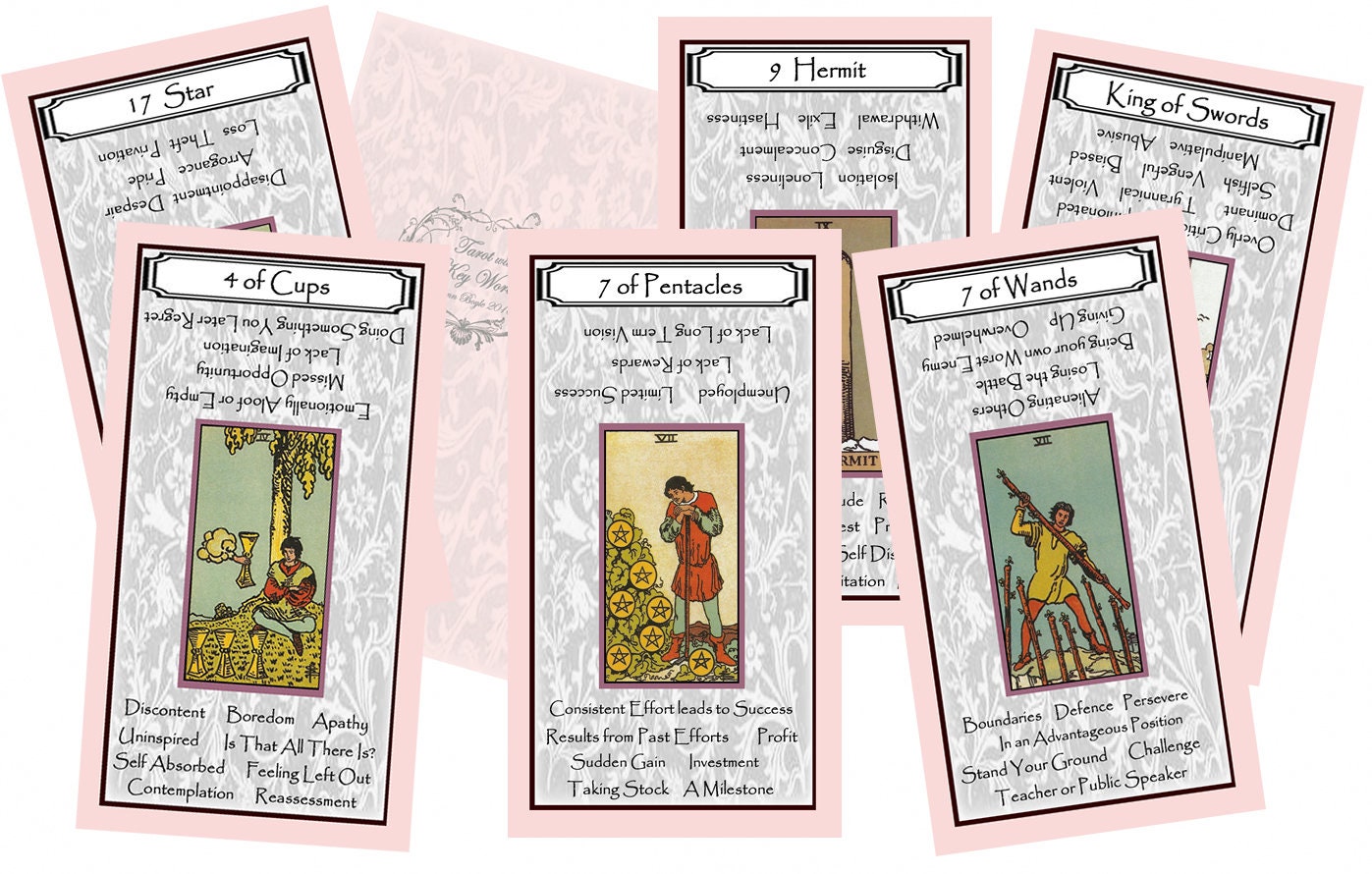 Tarot with Key Words (Pink with Grey). Brand New. Self Published.