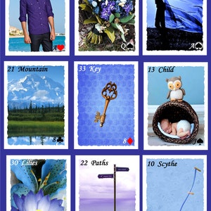 Something Blue Lenormand (White Border) 2ª Edición (36 Cartas) por Lynn Boyle. Flamante. Autopublicado.