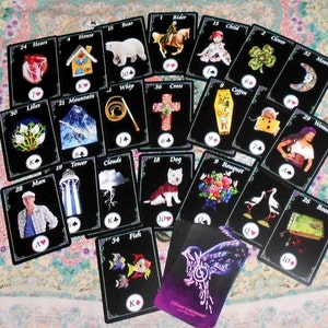 Vibrante Lenormand (em fundo preto) Fortune Telling Oracle Cards. Novo em folha. Autopublicado.