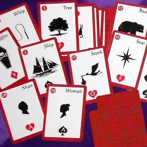 Cartões Oracle para adivinhação da sorte Lenormand vermelho e branco, de Lynn Boyle. Tamanho do pôquer. Novo em folha. Autopublicado..