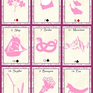 Tons de rosa Lenormand Fortune Telling Oracle Cards por Lynn Boyle. Tamanho do pôquer. Novo em folha. Autopublicado.