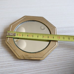 Tiny Octagon Wall Mirror / Brass / Victorian / Gift image 6
