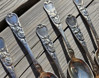 Vintage Norwegian Silver-plated Teaspoons: Set of 7, Folklore