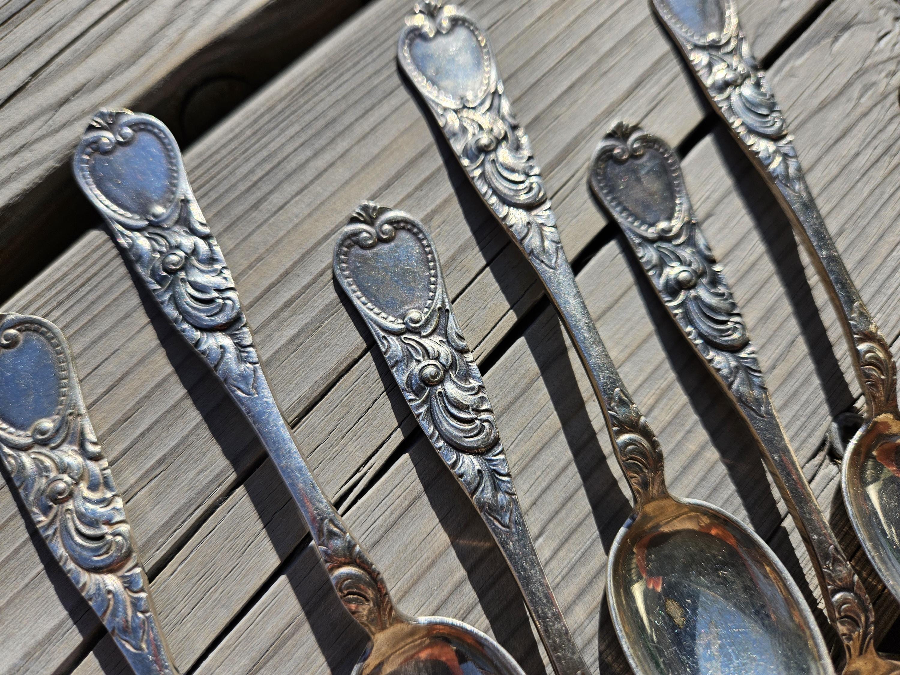 ヴィンテージノルウェーシルバーメッキティースプーン：7個セット