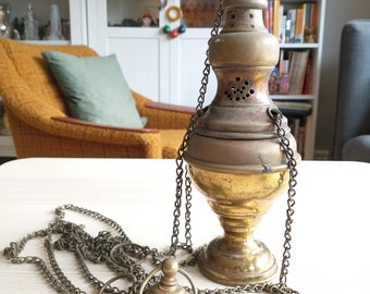 Antique Church Censer Triple Chain Incense Burner