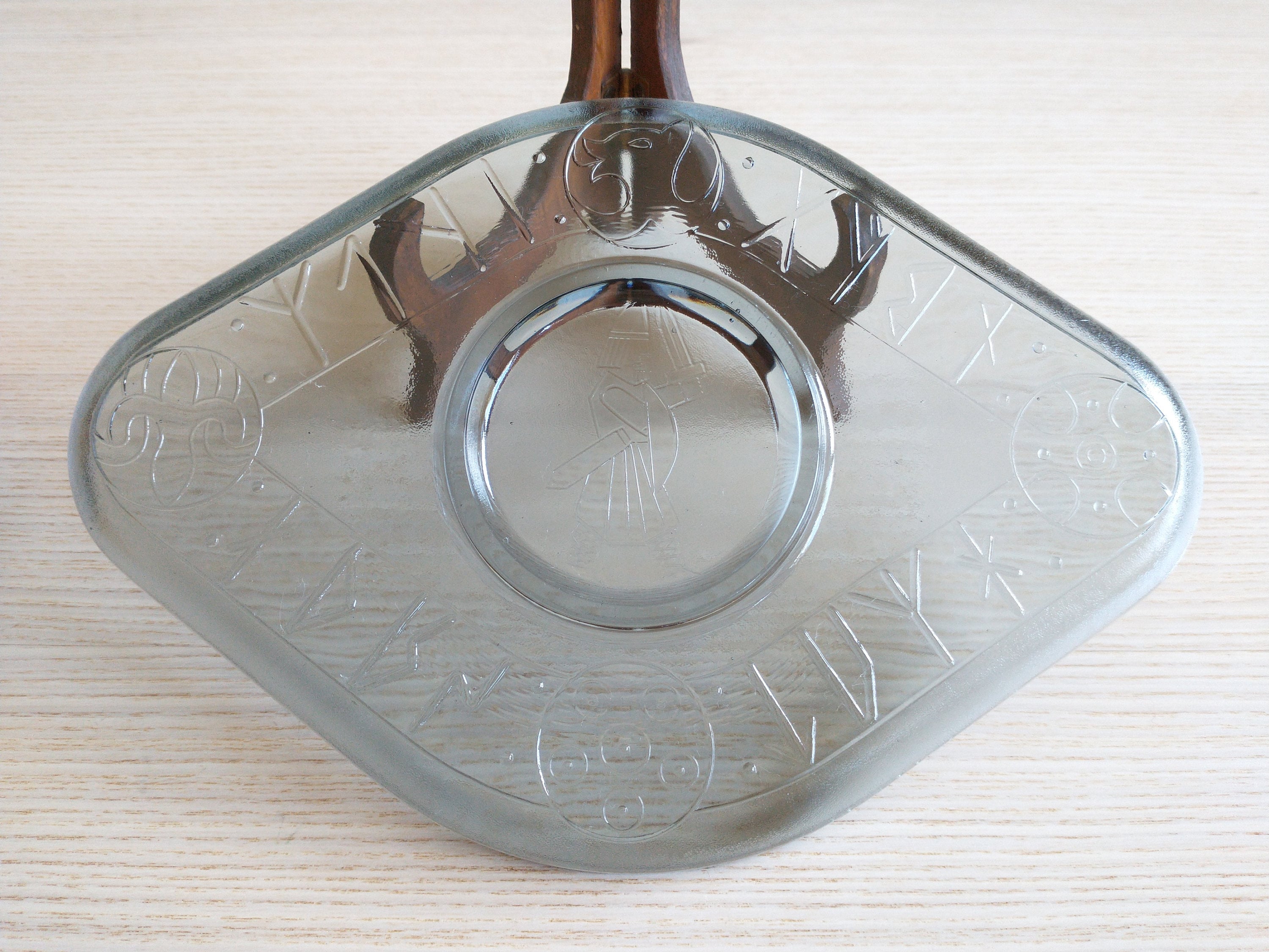 Scandinavian Viking Glass Plate / Diamond Shape / Smoked Glass