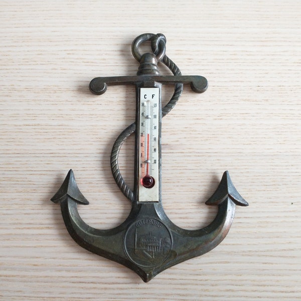 Göteborg Weather Thermometer / Anchor / Copper / Vintage Wall Decor