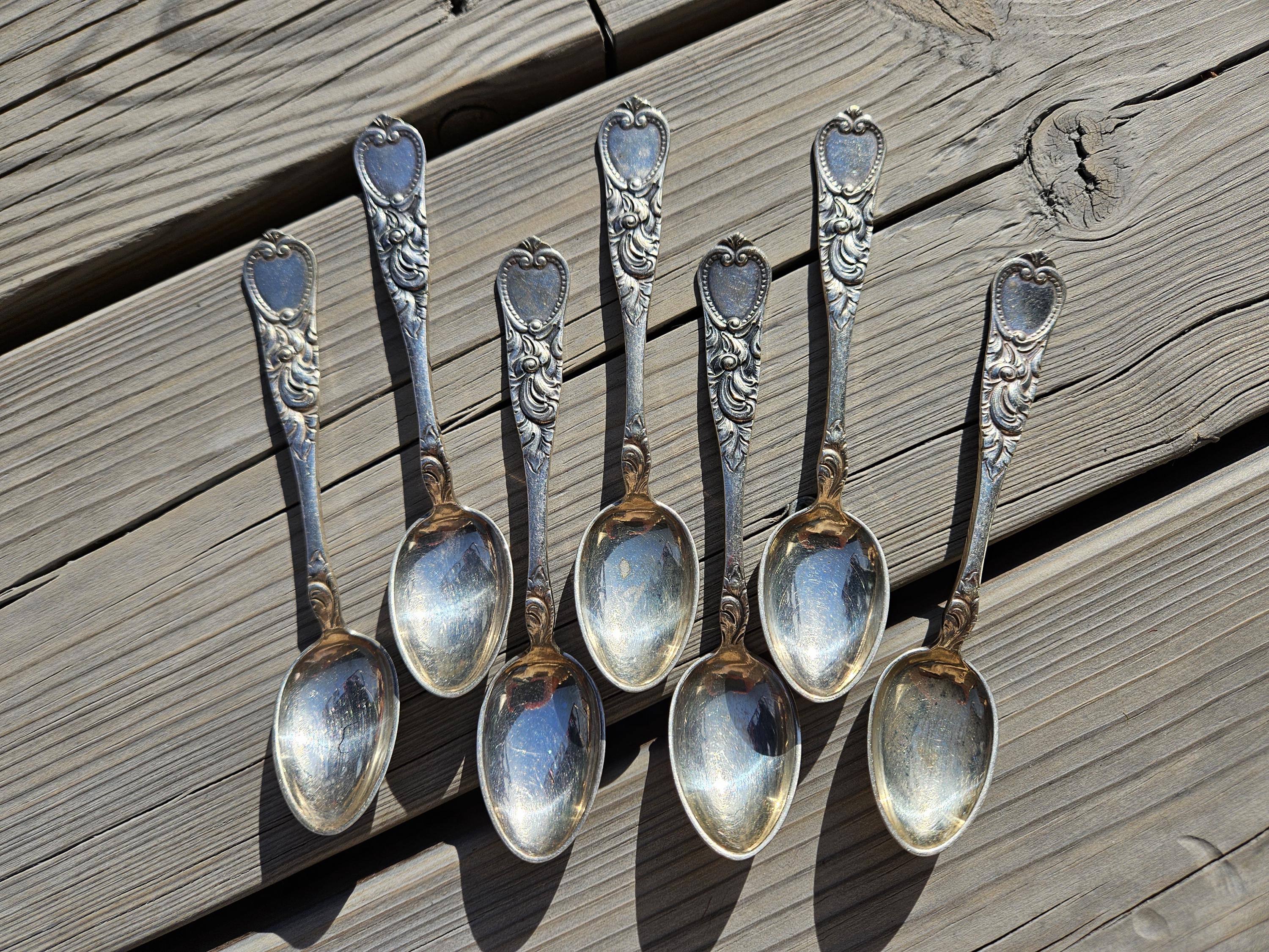 ヴィンテージノルウェーシルバーメッキティースプーン：7個セット