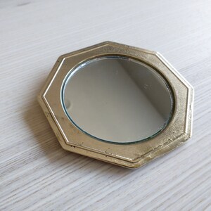 Tiny Octagon Wall Mirror / Brass / Victorian / Gift image 3