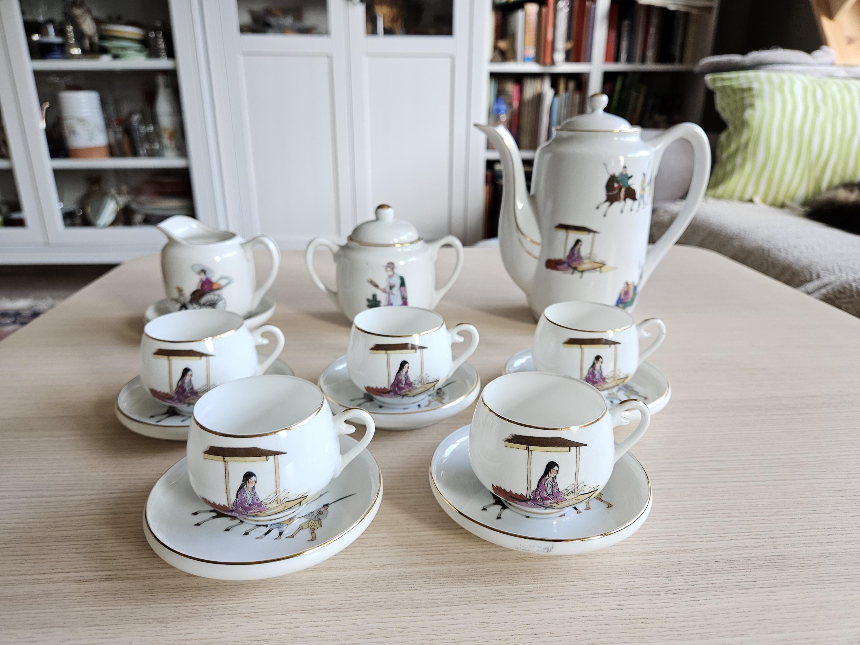 Kutani Tea Set With Geisha Girl in Bottom of Cup - Etsy