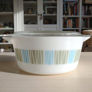 JAJ Pyrex England Casserole Dish / Vintage Kitchen / White Glass