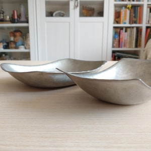 Pair Primitive Norwegian Pewter Plates / Food Serving / Farmhouse Kitchen