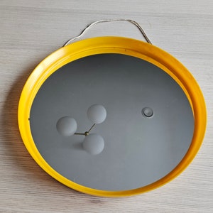 Scandinavian Space Age Yellow Wall Mirror / Mid-century / Circle