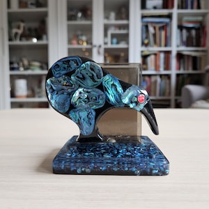 Portatovaglioli/portalettere Paua Shell Kiwi Bird/Blu