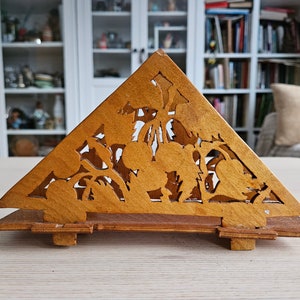Porta-lenços Fretwork Antigo Escandinavo / Porta-cartas / Organizador de Mesa