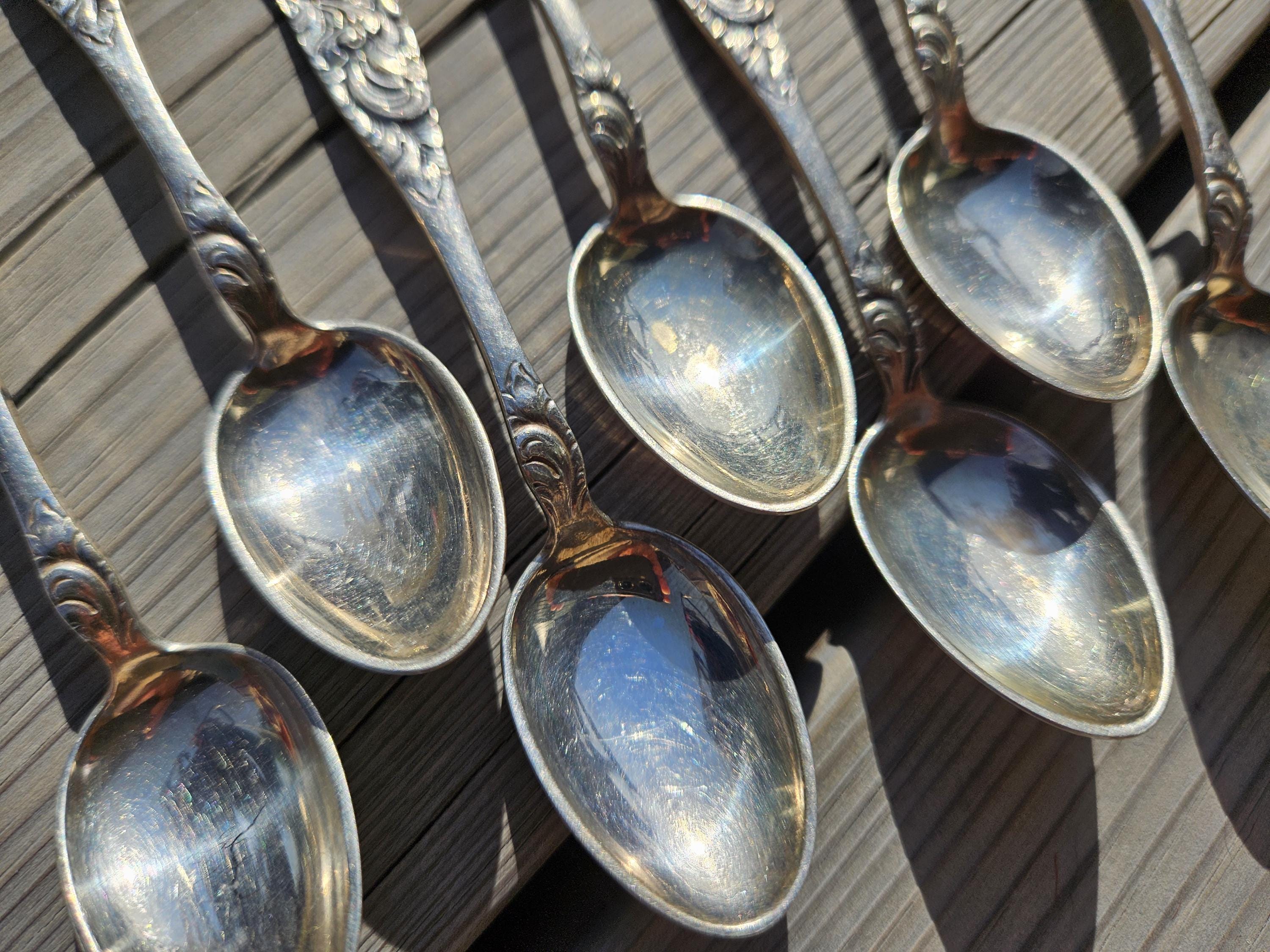 ヴィンテージノルウェーシルバーメッキティースプーン：7個セット