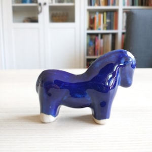 Little Blue Pottery Pony / Little Horse / Scandinavian Gift