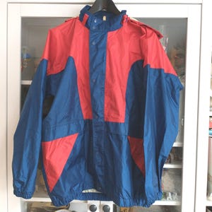 Bergner Rainstop Japan / Blue and Red Raincoat / Vintage Jacket