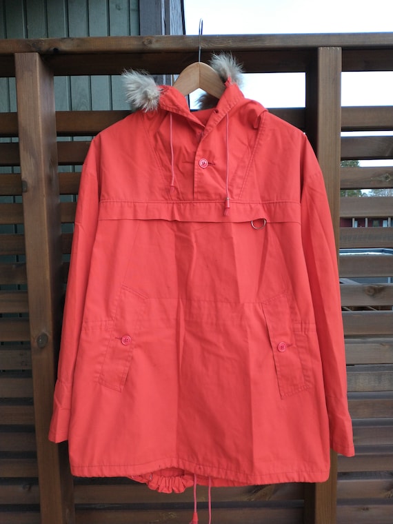 Scandinavian Vintage Anorak, Ski Jacket, Red, Mid-century, Nordic