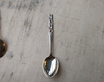 Norwegian Folk Silver Teaspoon, 830 Silver, Rosemaling, Gift