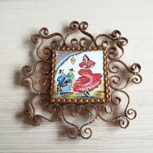 Spanish Hand Painted Flamenco Wall Hainging, Copper, Vintage, Dance, Passion