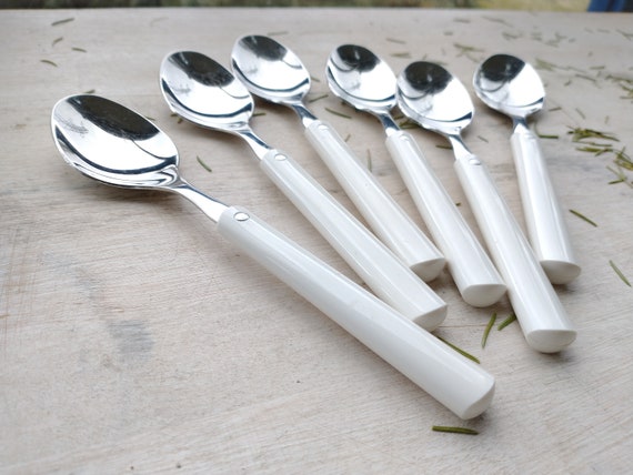 HACKMAN デザートスプーン ビンテージ フィンランド 6本set Set of 6 Hackman Finland White Dessert Spoon/mid-century
