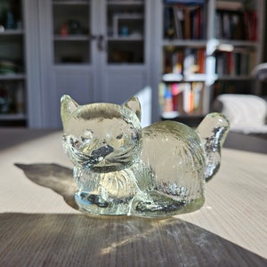 Süße Vintage Glas Katze Briefbeschwerer/Katzen Statue/Geschenk
