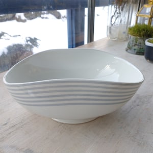 Gustavsberg, Suède, Grå Ränder, Wavy Bowl, Panier, Servir
