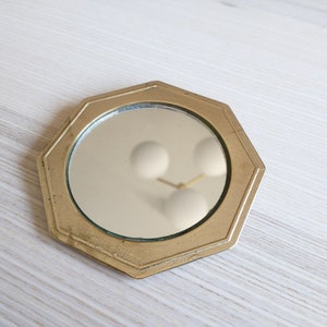 Tiny Octagon Wall Mirror / Brass / Victorian / Gift image 2