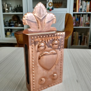 Large Swedish Handcraft Copper Matchstick Box Holder, Organizer