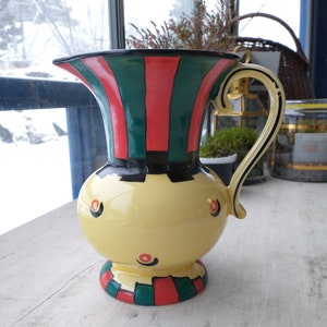 Ditmar Urbach, Czechoslovakia, Art Deco, Jug, Vase, Yellow, Green, Ornament