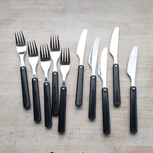 Rare Vintage Hackman Finland, Flatware for 5, Black, Finnish Design