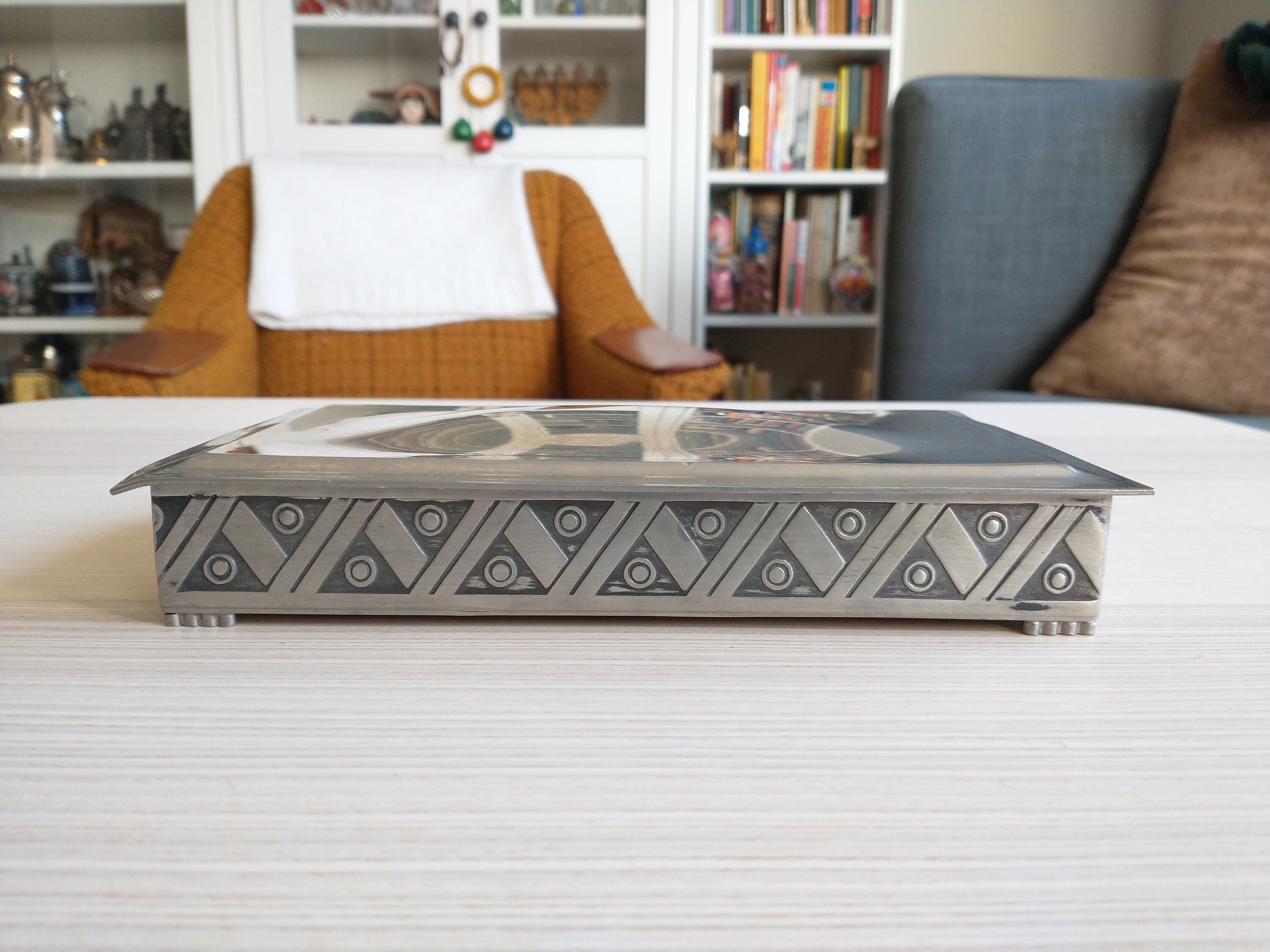 Norwegian Solid Pewter Cigar Tobacco Box / Jewelry Box / Gift for Him